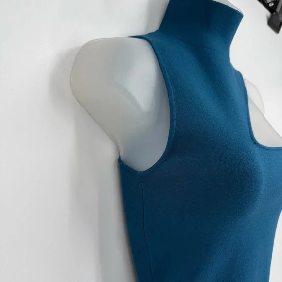 Alice + Olivia Kiki Blue-green mock neck Cutout Tank  Size Small Sleeveless - Picture 6 of 9